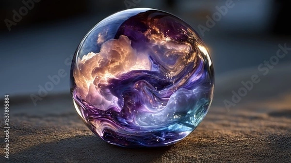 Fototapeta Mystical Glass Orb with Swirling Colors