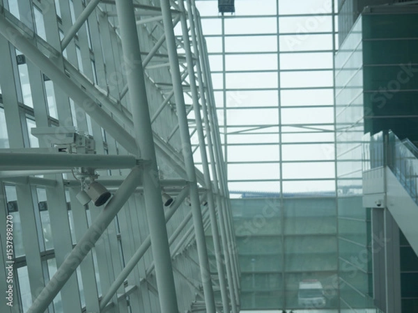 Fototapeta ビルの鉄筋構造の屋根と窓の仕組みの様子