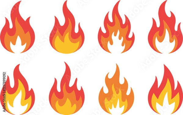 Fototapeta Vibrant Fire Flame Icons Set for Design Elements