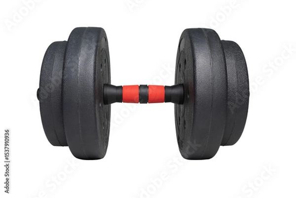 Fototapeta black with red dumbbell isolated on white background. transparent png