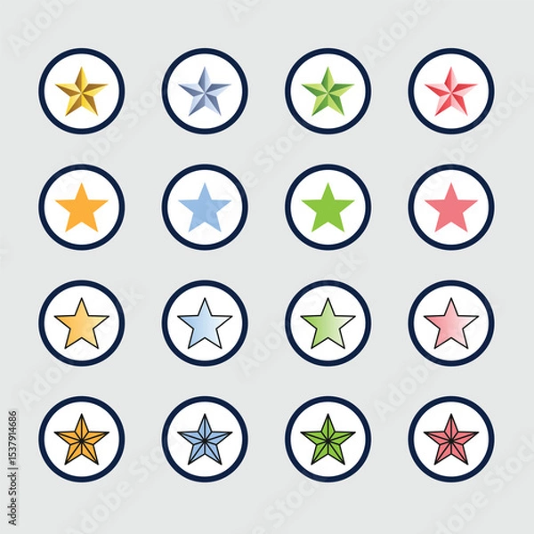 Fototapeta star rating, positive feedback style collection. Customer review with five metallic golden stars in speech bubble. Service satisfaction, quality, good rate illustration.