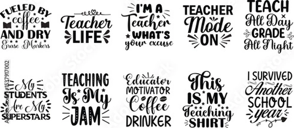 Obraz World Teacher's Day Typography Bundle Design
