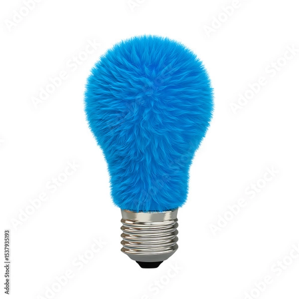 Fototapeta Fluffy Blue Lightbulb Represents Creative Ideas