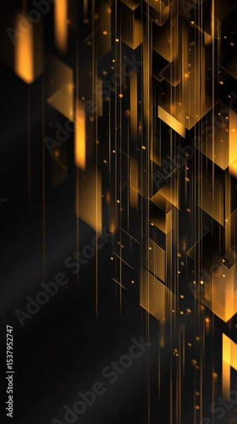 Fototapeta Abstract Golden Light Rays and Rectangular Forms