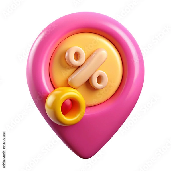 Fototapeta Three Dimensional Pink Location Marker with Percentage Symbol