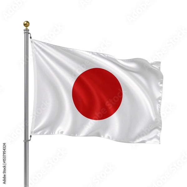 Fototapeta Flag PNG, Flag of Japan , National Flag , Flag on Pole , Regional Flags , Waving Flags , Flagpole , Fabric Texture , Realistic Flag , Folded Flag , Fabric Detail , National Emblem , Asian Flags , Patr