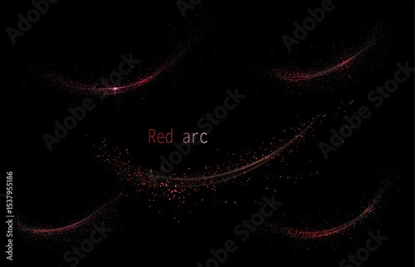Obraz Isolated exquisite design component, set of red arcs on black background.