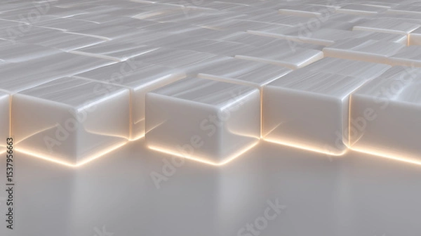 Fototapeta Illuminated 3D Abstract Cubes with Soft Glow