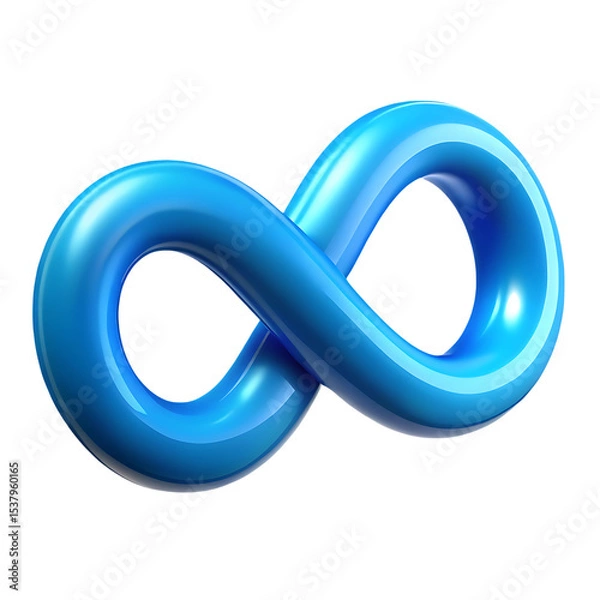 Fototapeta Glossy blue infinity symbol on black background representing limitless possibilities and concepts
