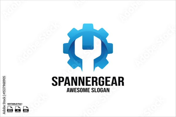Fototapeta gear with spanner colorful Gradient Logo Design