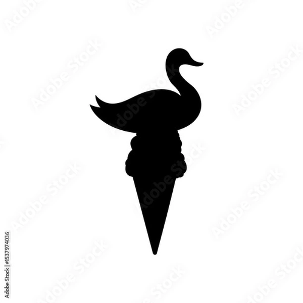 Obraz ice cream duck, goose and swan silhouette on white background. vector isolated shape graphics