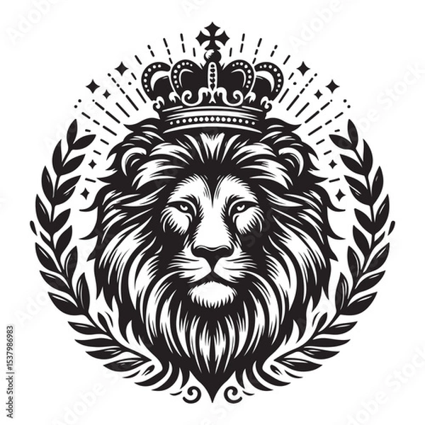 Fototapeta Majestic lion with crown image vector
