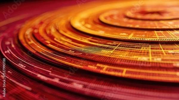 Fototapeta Detailed concentric circles with vibrant colors representing data and technology concepts