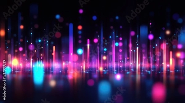 Fototapeta Colorful abstract light display with vibrant patterns and glowing effects in a dark background