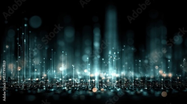 Obraz Visual representation of digital data flow creating an abstract landscape with neon lights