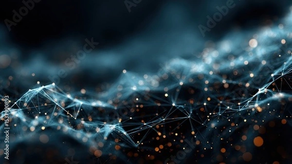 Fototapeta Abstract visualization of interconnected data points in a glowing network structure