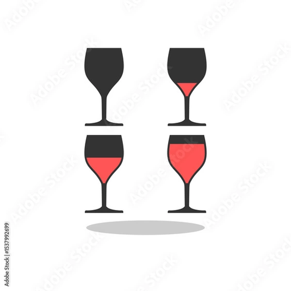 Fototapeta Set of wine glass icon with shadow