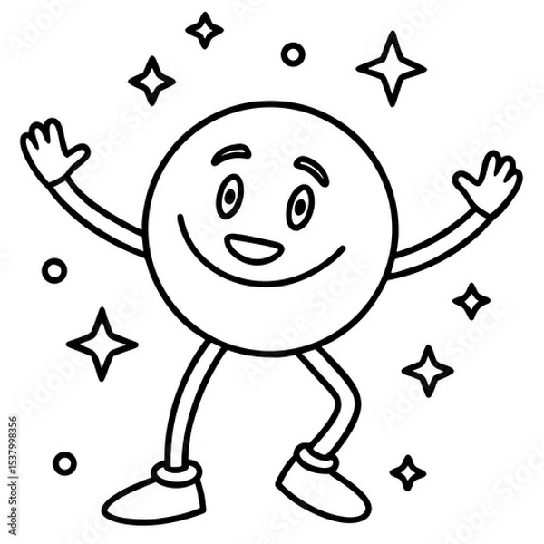 Fototapeta Minimal Line Art of Circle Character Pose