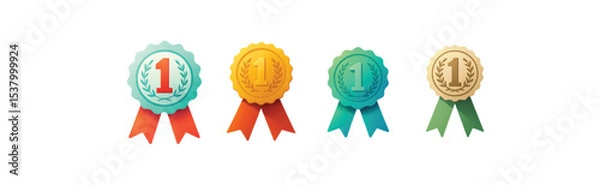 Obraz Four First Place Award Medals with Ribbons
