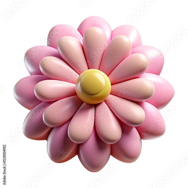 Obraz 3d rendered pink and peach flower with a yellow center isolated on a black background