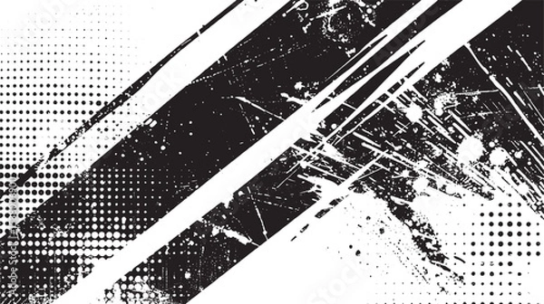 Fototapeta Abstract brushstrokes in black and white Grunge Paint stripe . Vector brush Stroke . Distressed banner
