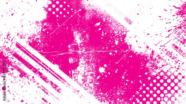 Fototapeta Abstract grunge background vector illustration Vector pink style paintbrush grunge with halftone dots pattern texture 