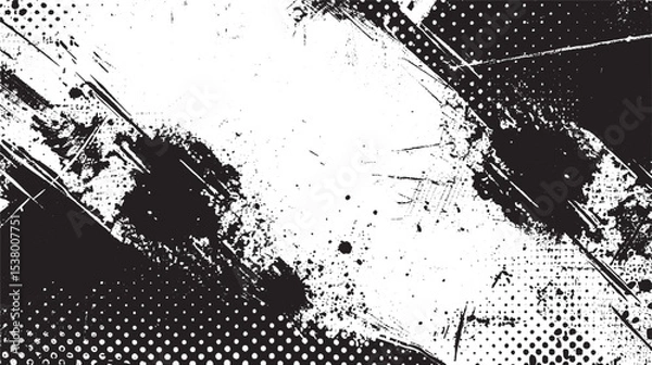 Fototapeta Abstract brushstrokes in black and white Grunge Paint stripe . Vector brush Stroke . Distressed banner
