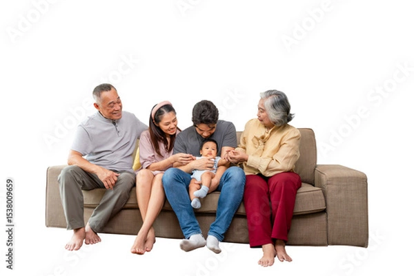 Obraz Three Generations of Family Together on Couch