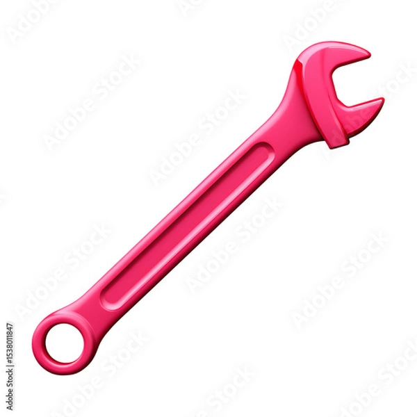 Fototapeta Pink wrench tool isolated on transparent background isolated on white background