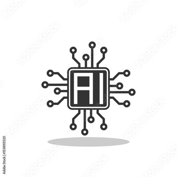 Fototapeta AI Processor icon with shadow