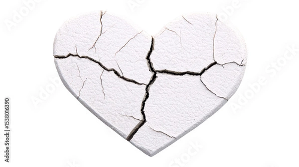 Obraz Cracked heart shape, symbol of heartbreak and despair.  A poignant image representing pain, loss and emotional distress.