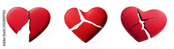 Obraz Three red broken heart in a row.