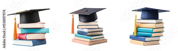 Obraz Stack of books with graduation cap