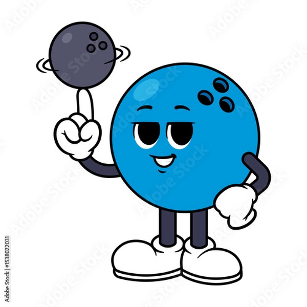 Obraz Vector Bowling Ball Character Spinning Bowling Ball on Finger
