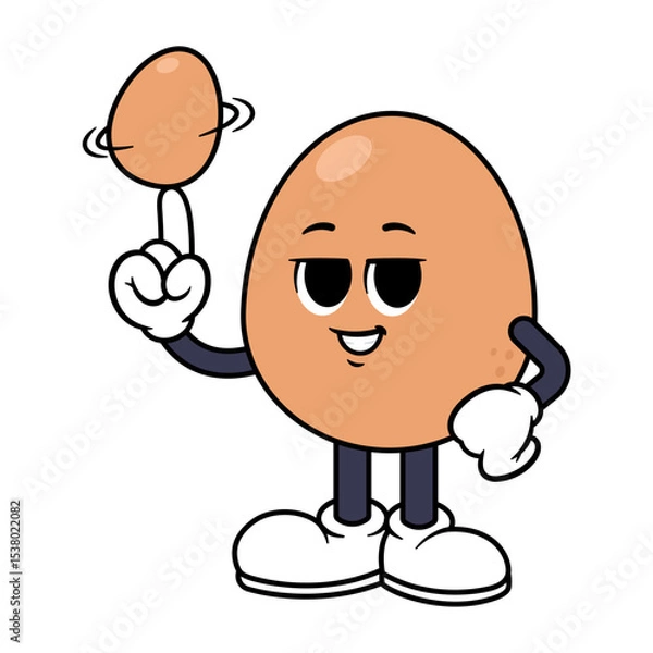 Obraz Vector Egg Character Spinning Egg on Finger