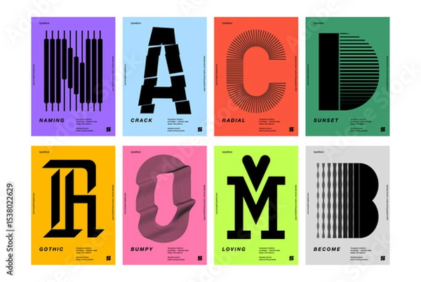 Obraz lettering poster design template layout with clean typography, bold letterforms, minimal vector textures using abstract geometric shapes and vibrant color palettes for branding, editorial, album cover