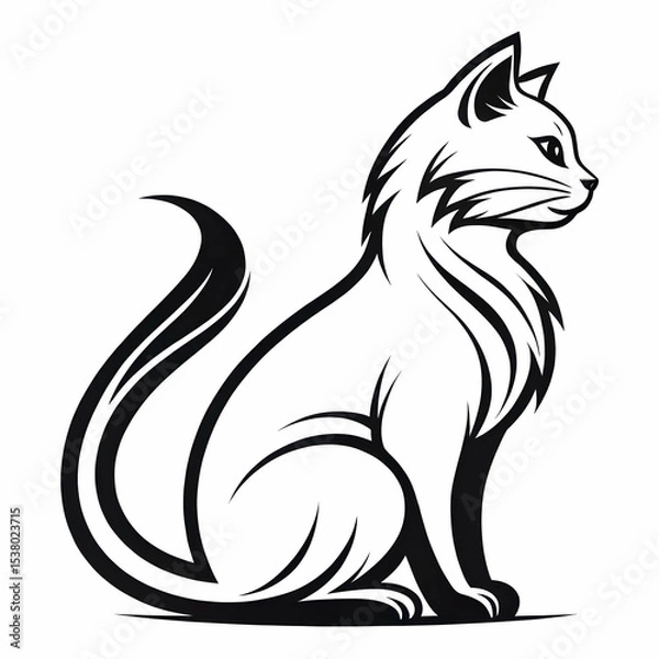 Obraz Lazy Cat illustration background isolated white 