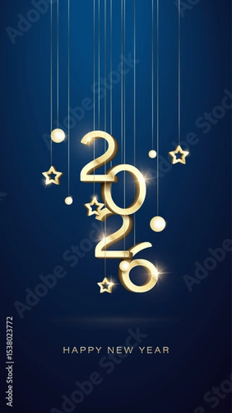 Obraz 3D 2026 Happy new year letters banner, 2026 Happy new year vector art and illustration. 2026 Happy new year letters banner, Happy new year vector art and illustration. can use for, landing page, templ
