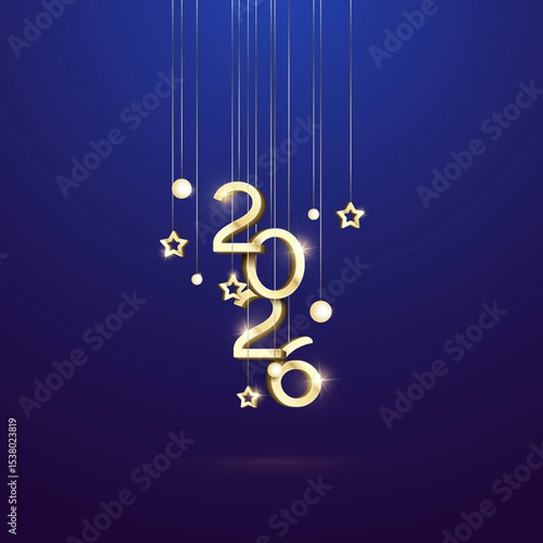Obraz 3D 2026 Happy new year letters banner, 2026 Happy new year vector art and illustration. 2026 Happy new year letters banner, Happy new year vector art and illustration. can use for, landing page, templ