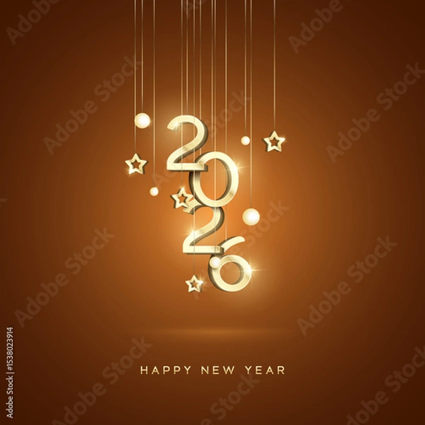 Obraz 3D 2026 Happy new year letters banner, 2026 Happy new year vector art and illustration. 2026 Happy new year letters banner, Happy new year vector art and illustration. can use for, landing page, templ