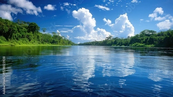 Fototapeta The longest river in the world, it flows through forests that are the largest rainforests in the world. The river offers breathtaking views of biodiversity and wild beauty..