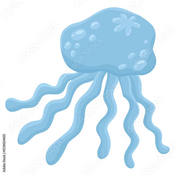 Fototapeta A jellyfish isolated on a transparent background.Vector illustration of a marine animal.