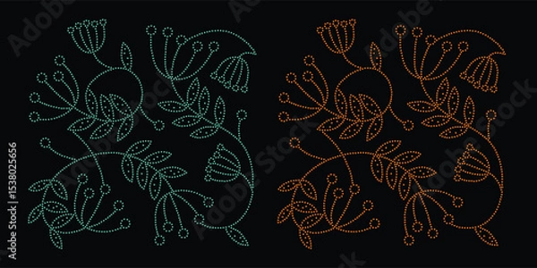 Obraz Abstract flower rhinestone glitter motif design.