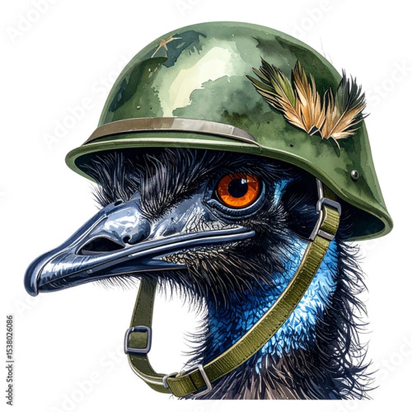 Obraz Portrait of a soldier's military helmet protecting the face, isolated on black