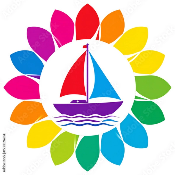 Obraz Pink flowers adorn an Easter egg, sailing on a gentle wave with a butterfly, symbolizing summer travel