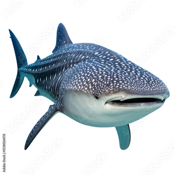 Obraz Great white and blue sharks are isolated on white, swimming underwater as marine predators