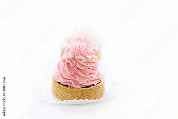 Obraz shortbread cake with pink berry butter cream