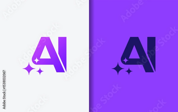 Obraz Ai Logo Concept with modern minimalist concept. Artificial Intelligence symbol icon combining between letter A and I with abstract shape in the creative way design concept.
