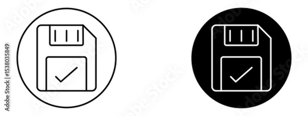 Obraz Saved File Icon  Document or Data Storage Symbol in Line and Solid Style

