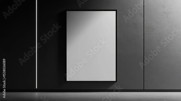 Fototapeta Modern Minimalist Blank Canvas Mockup on Dark Concrete Wall with Subtle Lighting